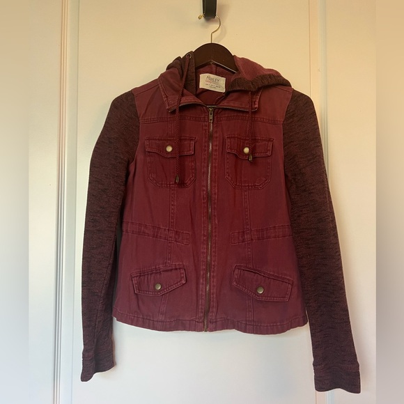 Ashley By 26 International Jackets & Blazers - Ashley By 26 International Burgundy Utility Jacket with Hood